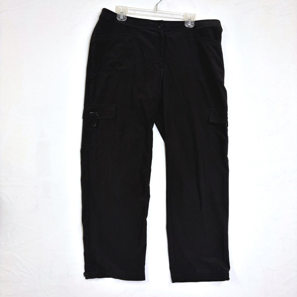 Zenergy by Chicos Black Cargo Pants Womens 25 Short Straight Leg Utility Stretch
